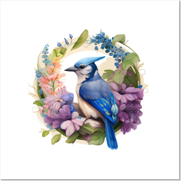 Bluejay Floral Wall Art by Mixtgifts